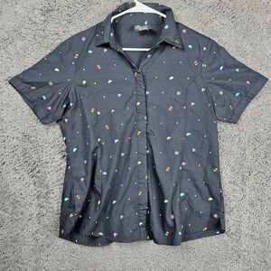 Taco‎ Bell Button Down Shirt Medium Novelty Food Print Black Collared
